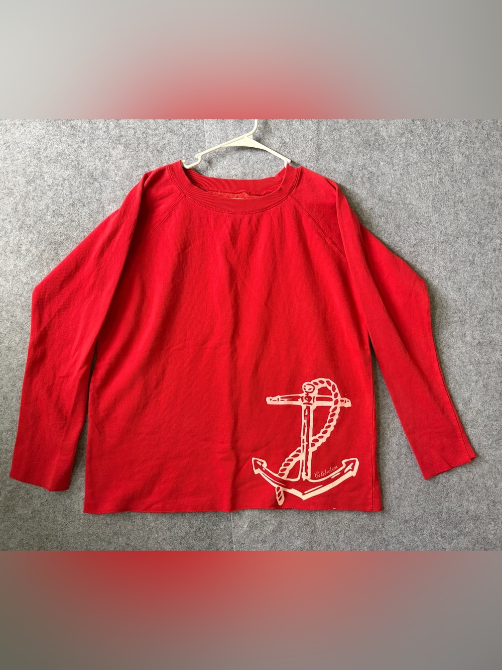 Women’s Red Anchor-Graphic Long-Sleeve Sweatshirt